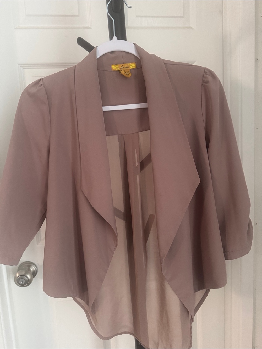 Finesse taupe Open-Front Draped Jacket
